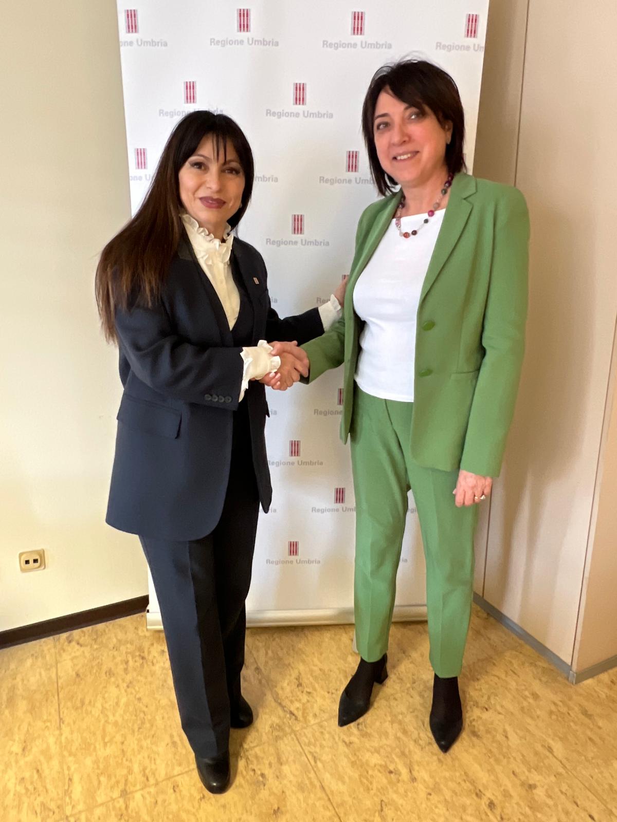 Presidente Regione Umbria Stefania Proietti e direttrice regionale Inps Elisa Maria Spagnolo