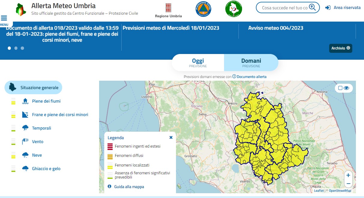 allerta meteo Umbria