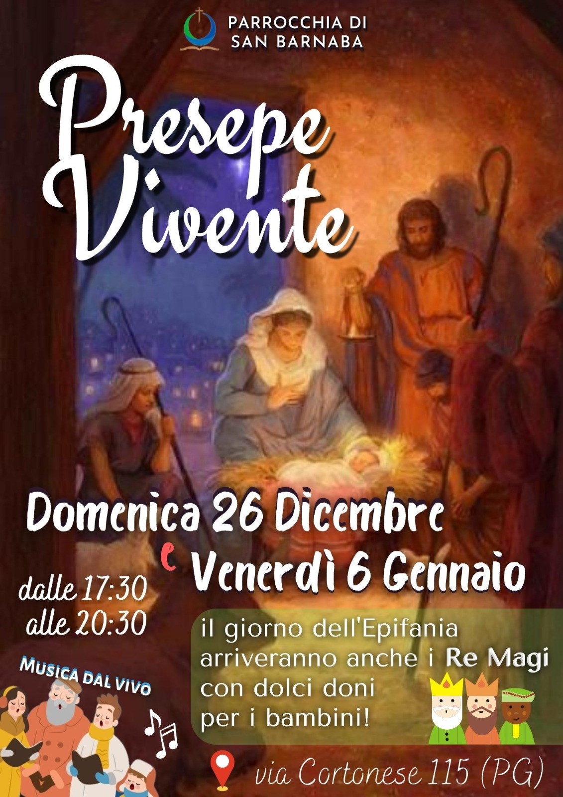 locandina presepe vivente parrocchia san barnaba perugia