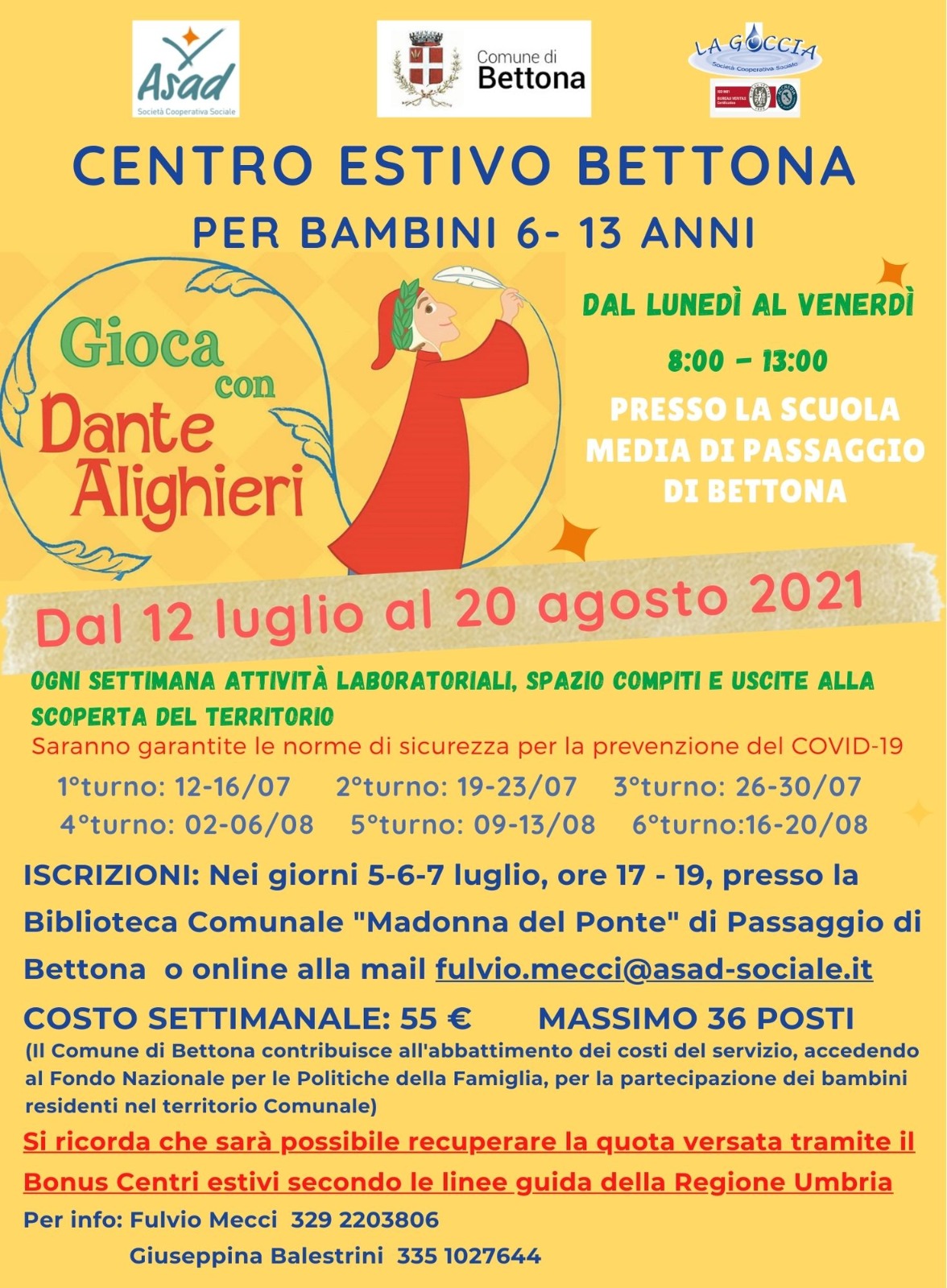 centri estivi Bettona locandina