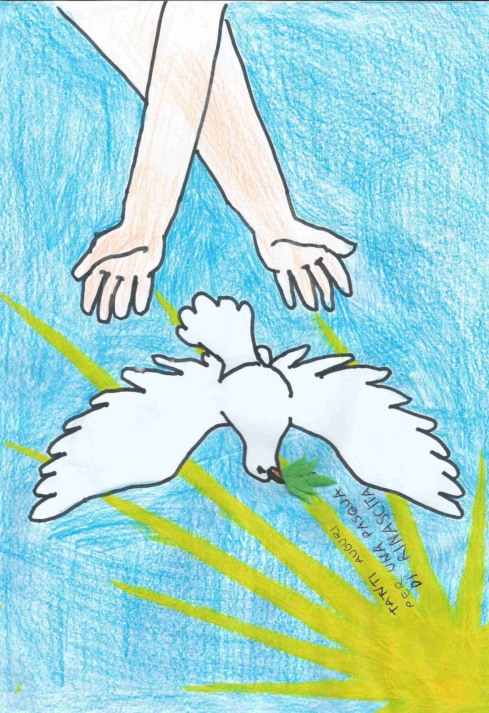 disegno con frase augurale dei bambini per detenuti e detenute carcere di capanne pg f1