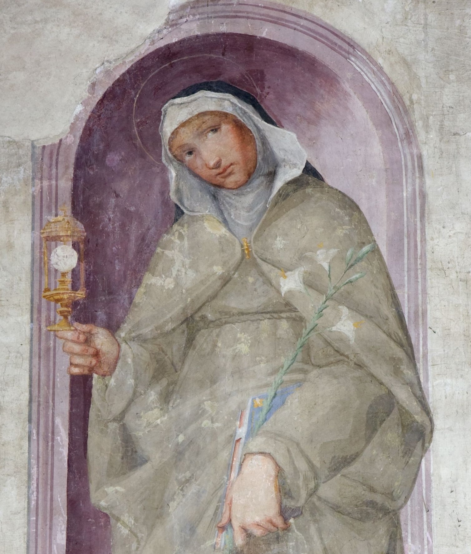 Santa Chiara particolare dellaffresco del 1603 chiesa parrocchiale di Santa Maria Assunta in Perugia