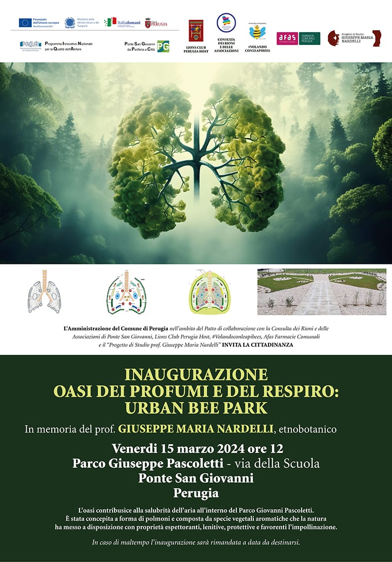 2 Invito inaugurazione Oasi dei Profumi e del Respiro Urban bee park Dedicata a Giuseppe Maria Nardelli