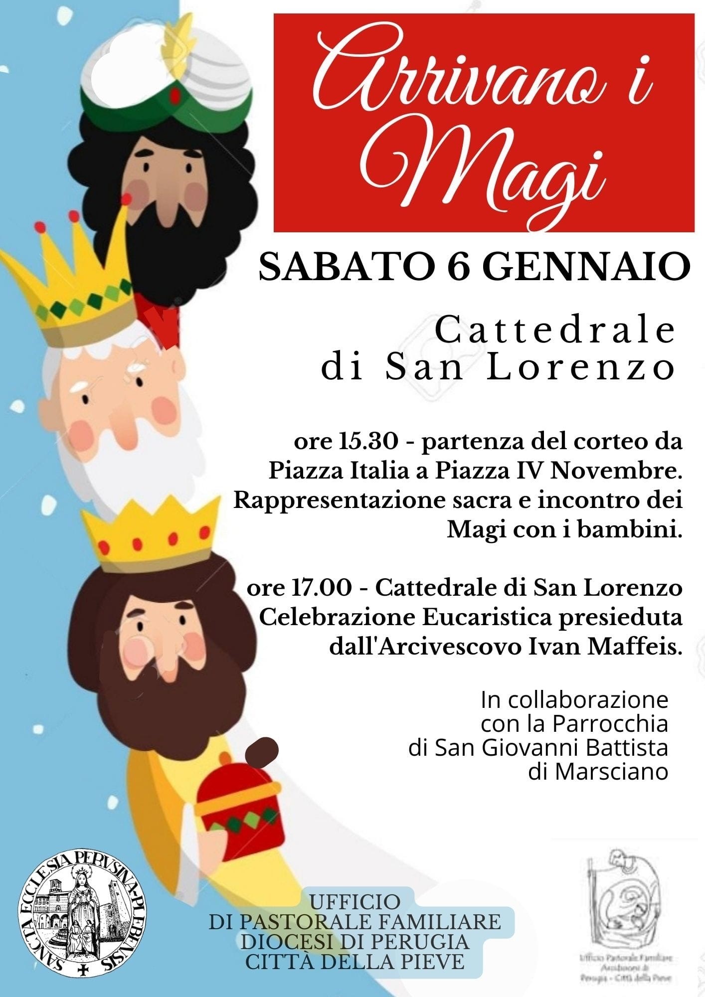 Locandina evento Arrivano i Magi promosso dalla Pastorale diocesana per la Famiglia