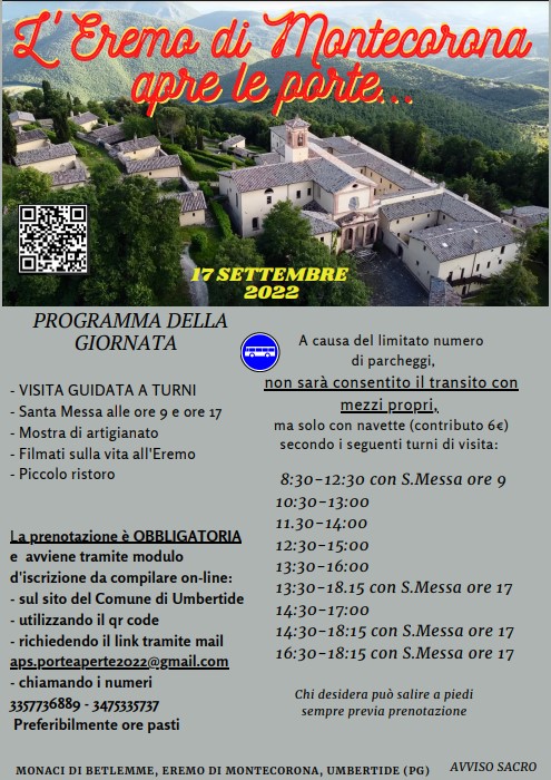 Giornata Porte Aperte Eremo di Montecorona 