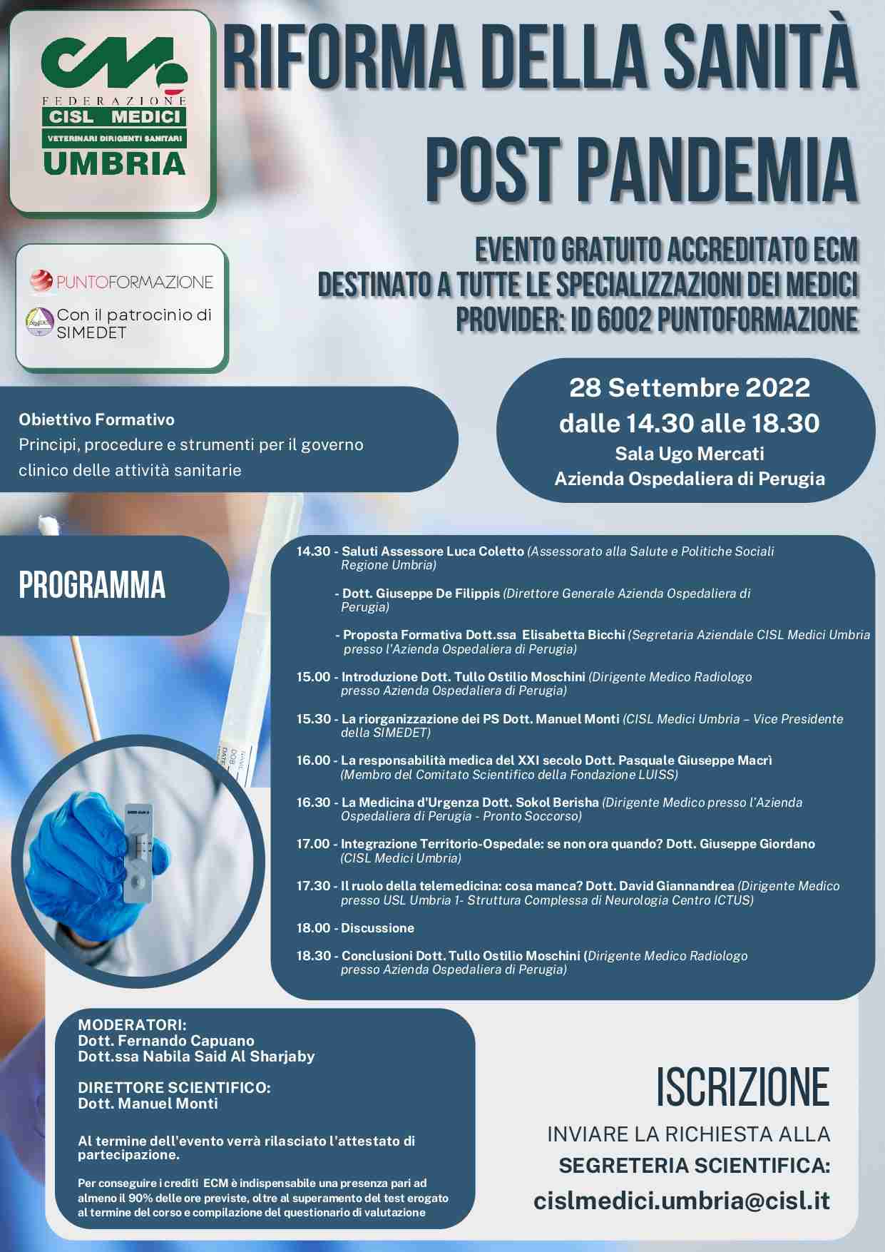 Programma riforma della sanità post pandemia