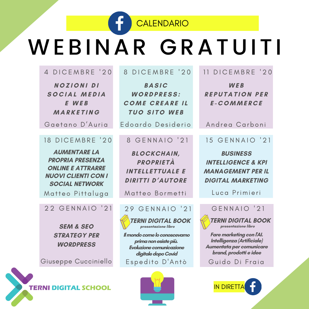 CALENDARIO WEBINAR GRATUITI