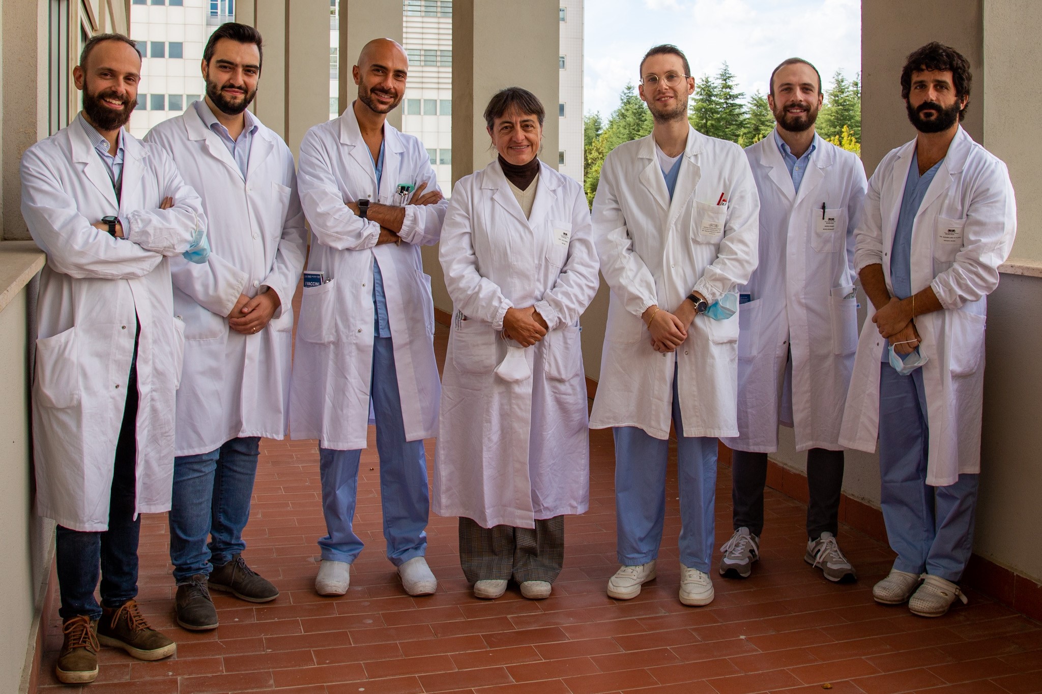 da sinistra: Dott. Simone Simoni, Dott. Giovanni Bellomo, Dott. Lorenzo Gaetani, Prof.ssa Lucilla Parnetti, Dott. Federico Paolini Paoletti, Dott. Andrea Mancini, Prof. Massimiliano Di Filippo 