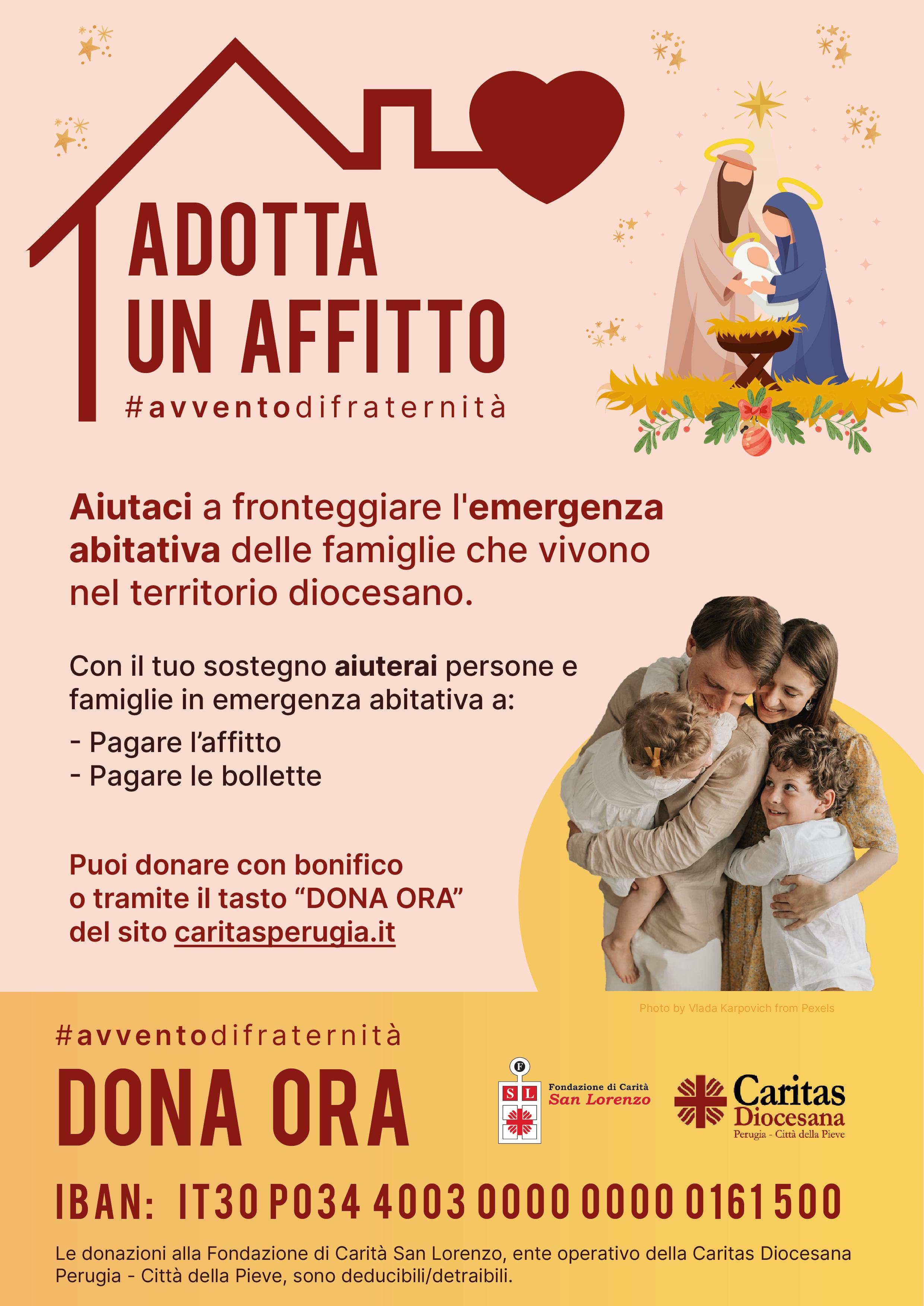 volantino campagna caritas avvento adotta un affitto