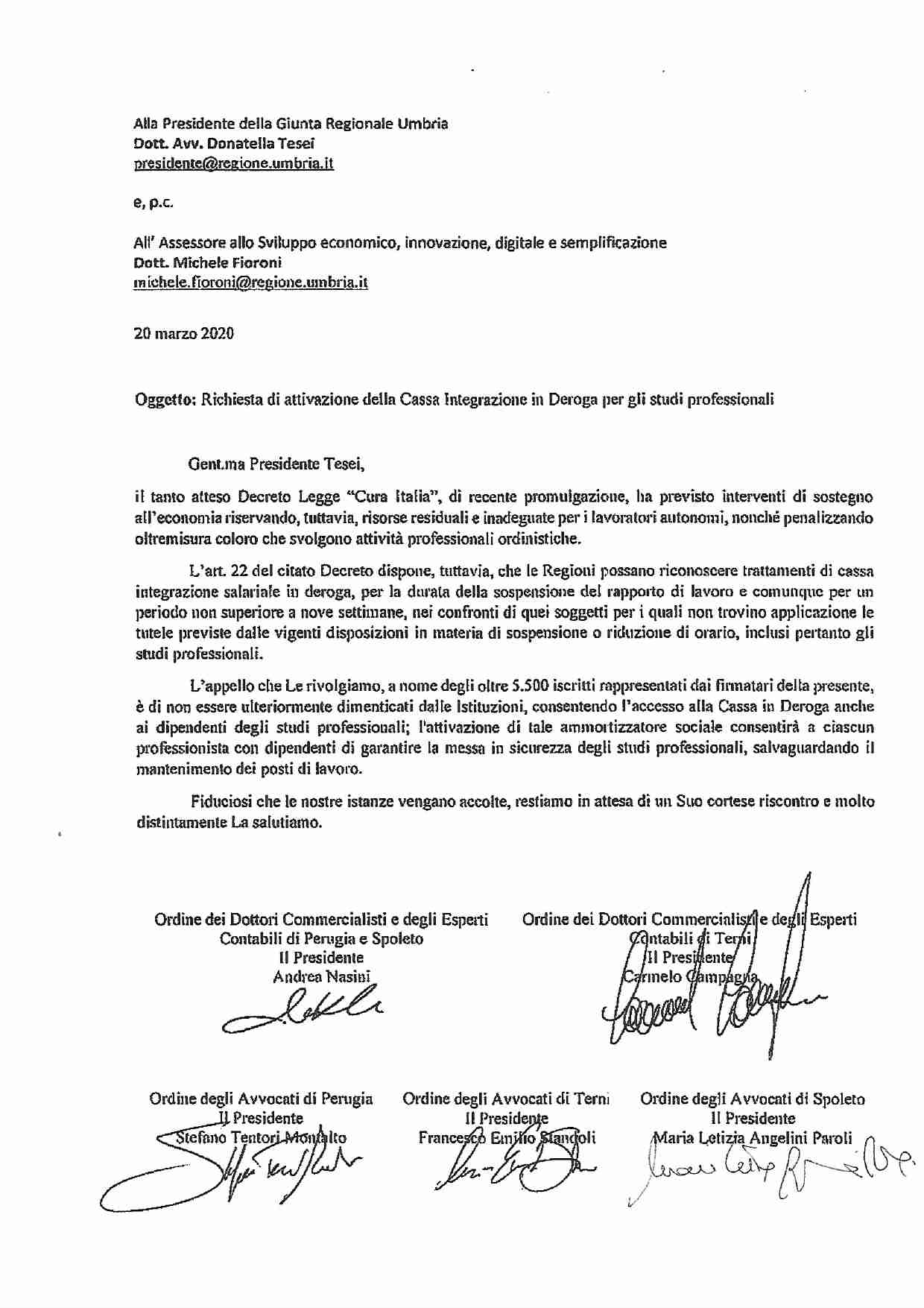 Regione Umbria richiesta di accesso CIG in deroga studi professionali page 0001