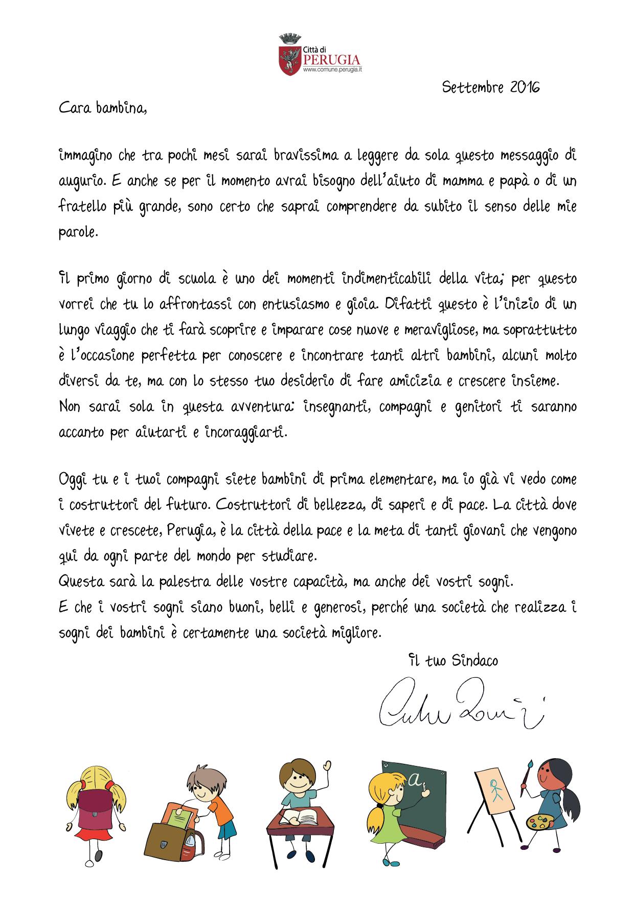 9 Settembre Lettera Sindaco Inizio AS 2016 2017
