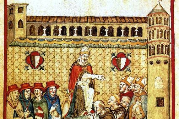 Il papa Bendetto XI a Perugia Miniatura sec. XIV Biblioteca Augusta e1463731950645 570x381