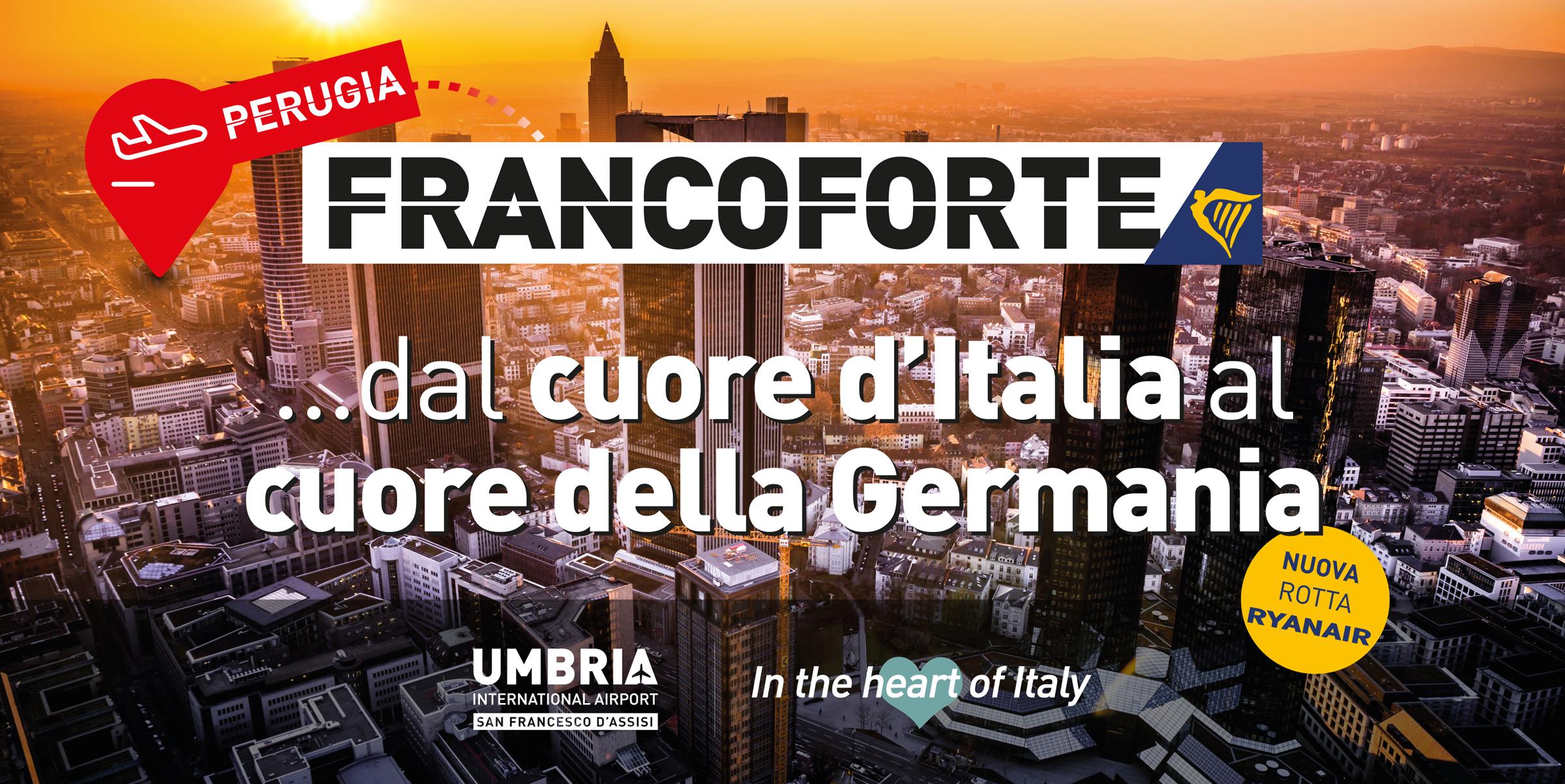 Nuova rotta Ryanair Perugia Francoforte