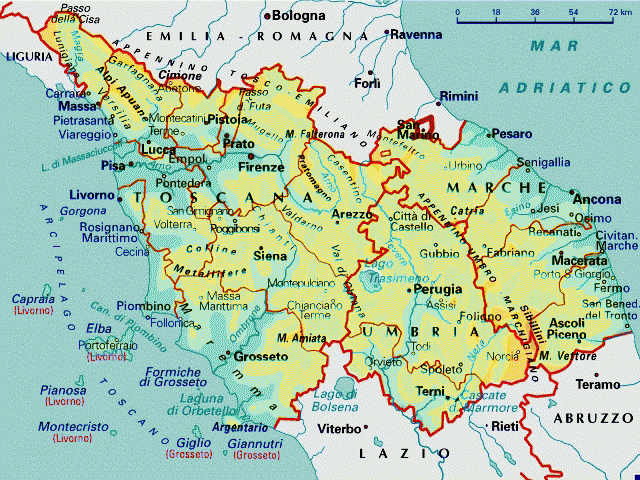 cartina toscana marche