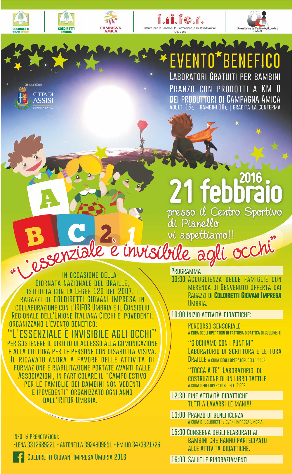 Locandina evento benefico 21 febbraio